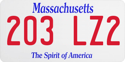 MA license plate 203LZ2