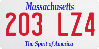MA license plate 203LZ4