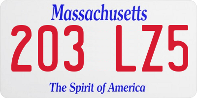 MA license plate 203LZ5