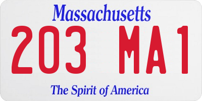 MA license plate 203MA1