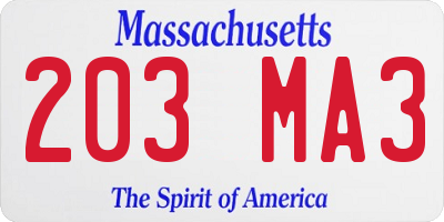 MA license plate 203MA3