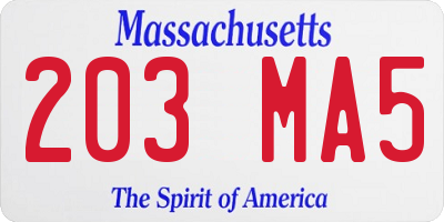 MA license plate 203MA5