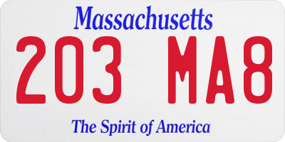 MA license plate 203MA8
