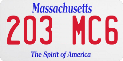 MA license plate 203MC6