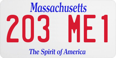 MA license plate 203ME1