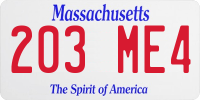 MA license plate 203ME4