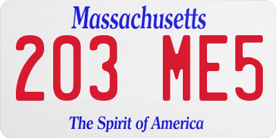 MA license plate 203ME5