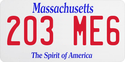 MA license plate 203ME6