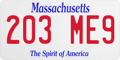 MA license plate 203ME9