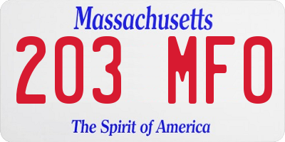 MA license plate 203MF0