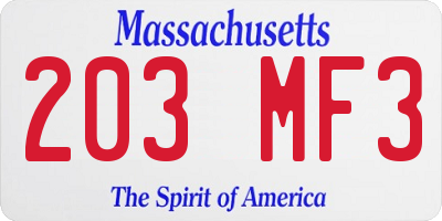 MA license plate 203MF3