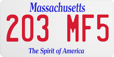 MA license plate 203MF5