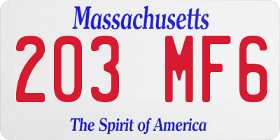 MA license plate 203MF6