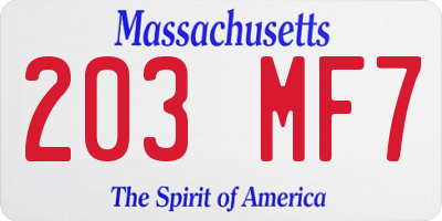 MA license plate 203MF7