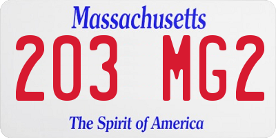MA license plate 203MG2