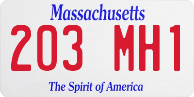 MA license plate 203MH1