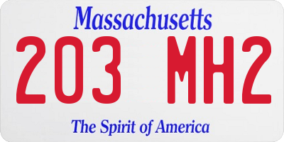 MA license plate 203MH2