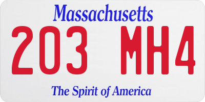 MA license plate 203MH4