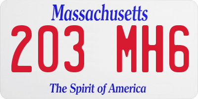 MA license plate 203MH6