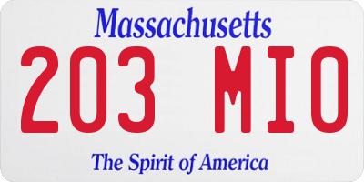 MA license plate 203MI0