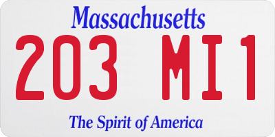MA license plate 203MI1