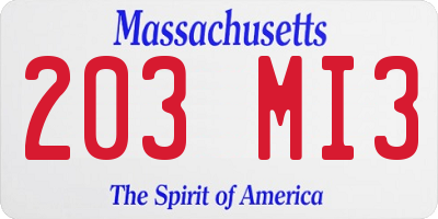 MA license plate 203MI3