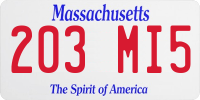 MA license plate 203MI5
