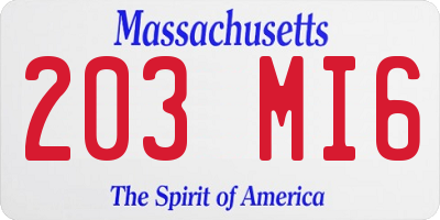 MA license plate 203MI6