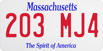 MA license plate 203MJ4