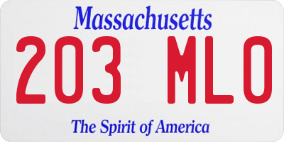 MA license plate 203ML0
