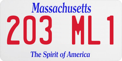 MA license plate 203ML1