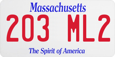 MA license plate 203ML2