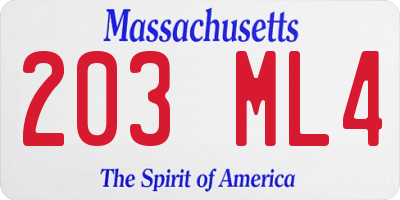 MA license plate 203ML4