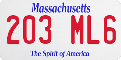 MA license plate 203ML6