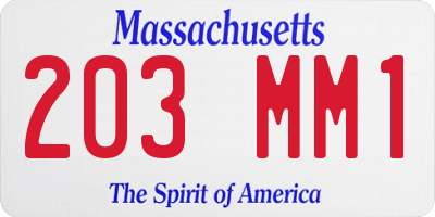 MA license plate 203MM1