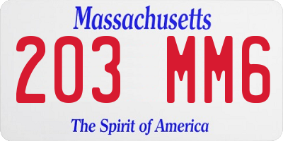 MA license plate 203MM6