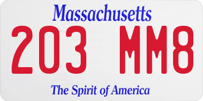 MA license plate 203MM8