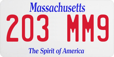 MA license plate 203MM9