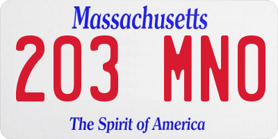 MA license plate 203MN0
