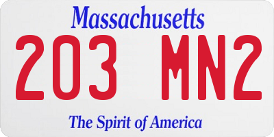 MA license plate 203MN2