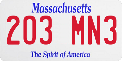 MA license plate 203MN3