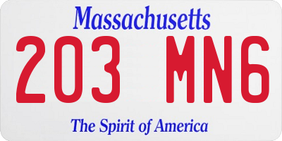 MA license plate 203MN6