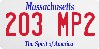 MA license plate 203MP2