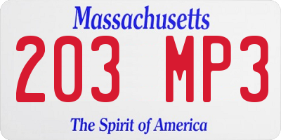 MA license plate 203MP3