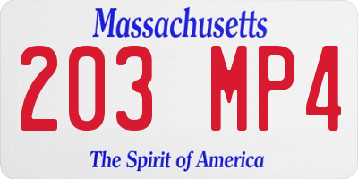 MA license plate 203MP4