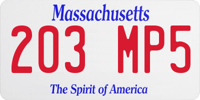 MA license plate 203MP5