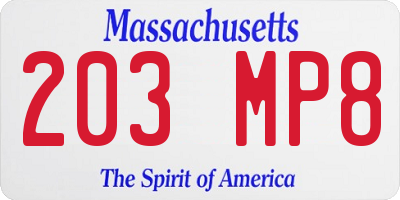 MA license plate 203MP8