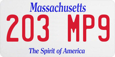 MA license plate 203MP9