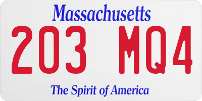 MA license plate 203MQ4