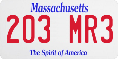 MA license plate 203MR3